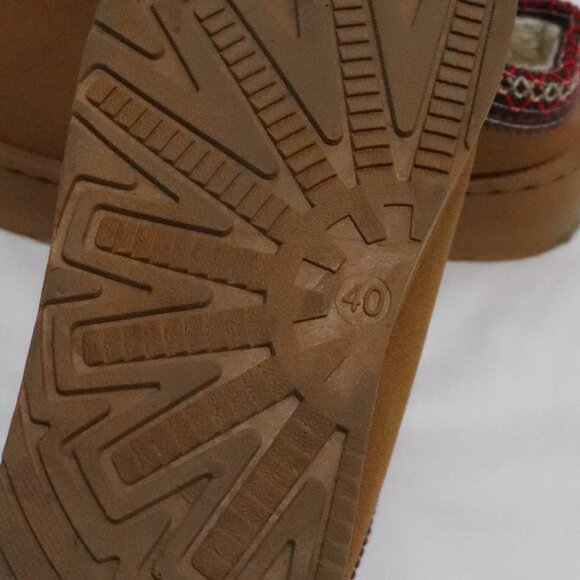 Womens Tan Sz 40 Slip On Suede Ankle Platform Comfy Indoor Short Slippers - Picture 8 of 8